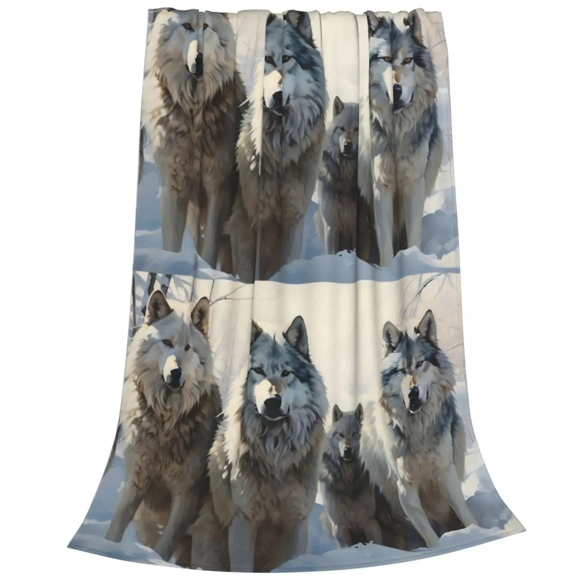 Loyal Guardians Of The Snow Wolf Pack Blanket Flannel Lightweight Sofa Throw Blankets For Home Bedroom Throws Bedspread Quilt