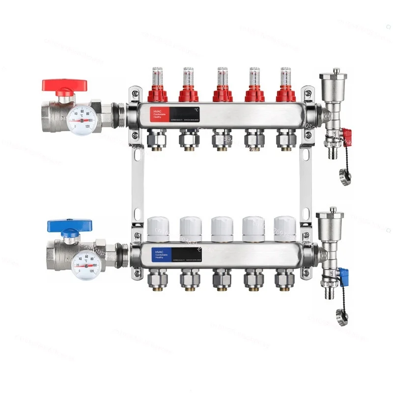 1 Inch 304 Stainless Steel Intelligent Floor Heating Manifold Double Water Collector Household Underfloor Heating System