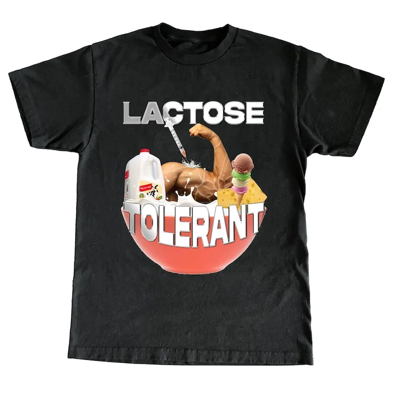 مضحك اللاكتوز متسامح تي شيرت الغريب محددة الجرافيك ميمي الجرافيك تيز الساخرة الكمامة التي شيرت الصيف قصيرة الأكمام جولة الرقبة #1