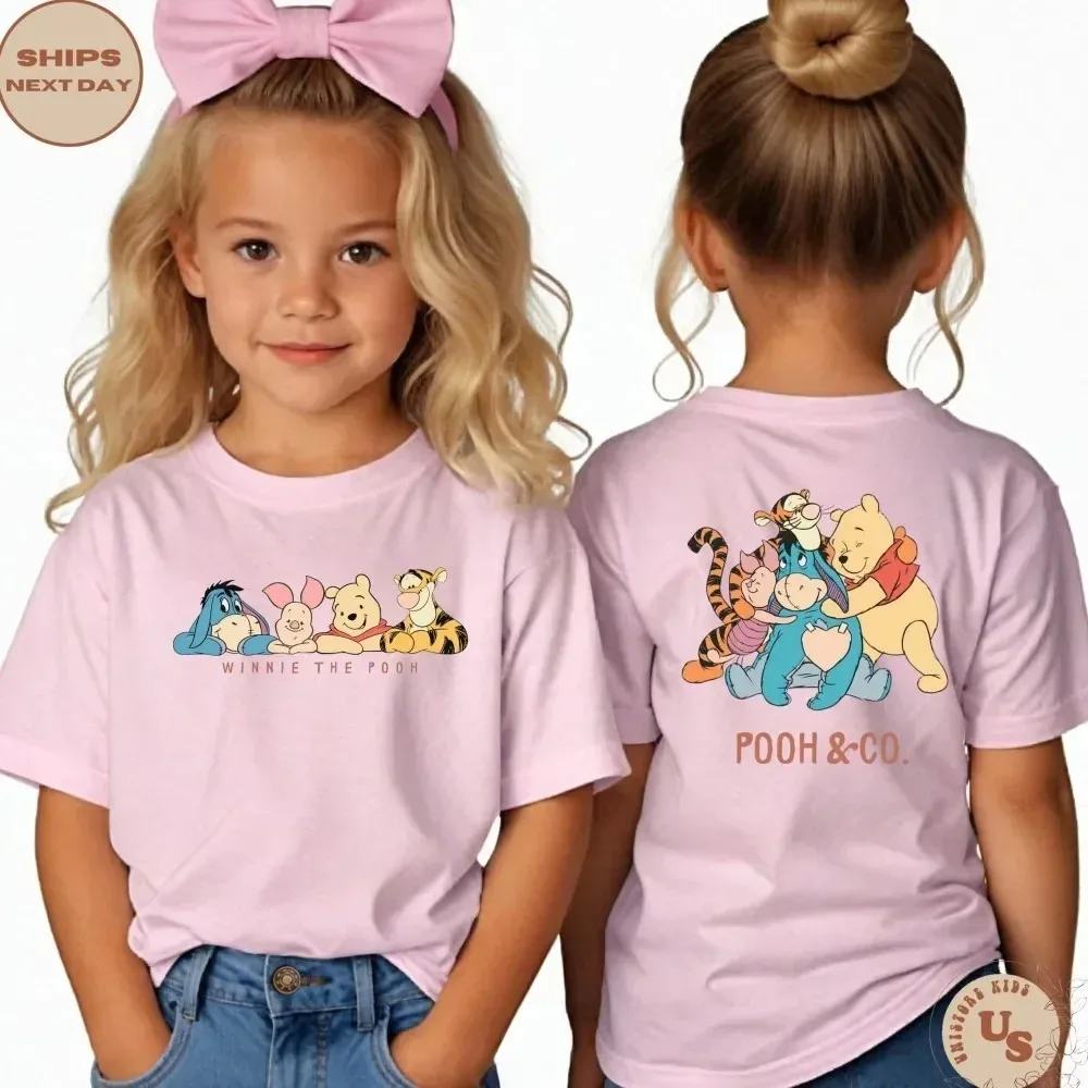 2026 Winnie the Pooh cartoon pattern cotton T-shirt for boys and girls,baby or child,soft and comfortable for skin contact.