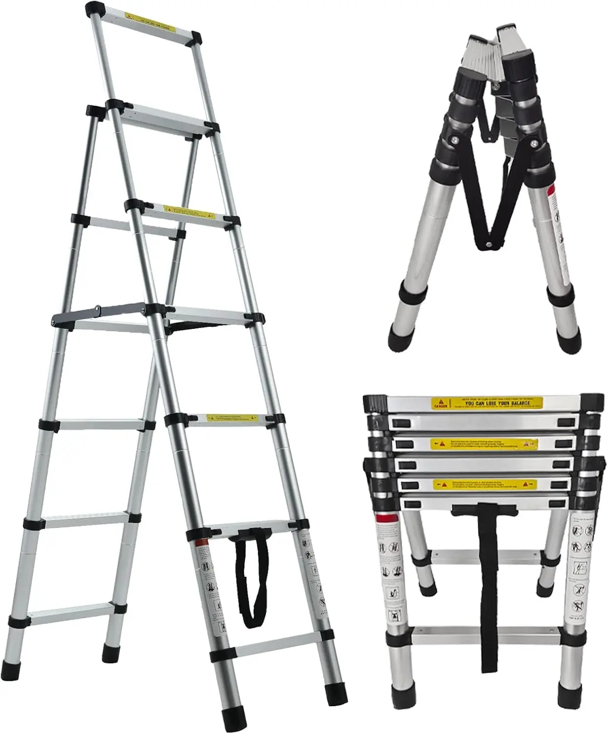 

Aluminium Herringbone Ladder Portable Household A-Frame Portable Multi-Purpose Telescopic Ladder 5+6 Steps(1.63M/5.5FT)