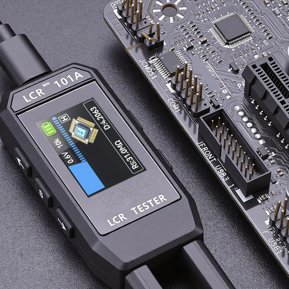LCR Bridge Tester with Integrated Tweezers for Resistance Capacitance Inductance and Diode Testing on Single Compact Device