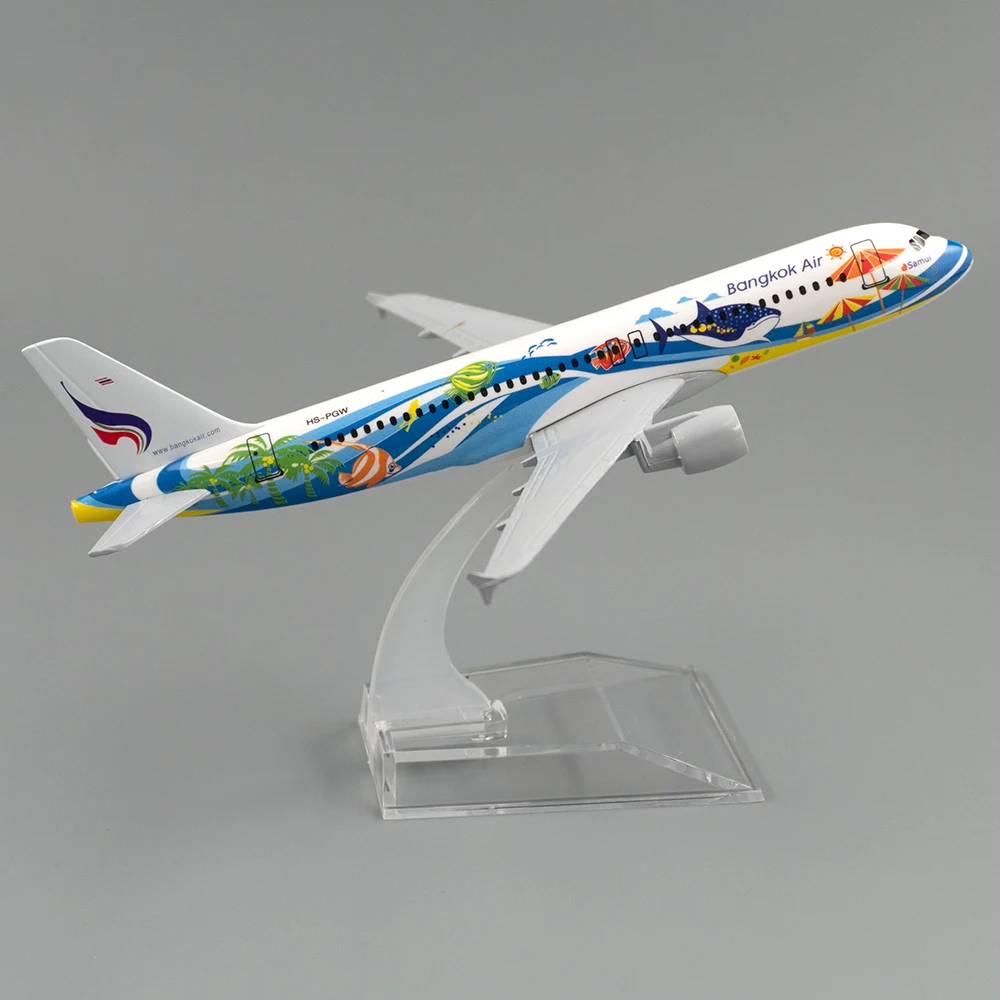 1/400 Scale Aircraft Airbus A320 Thailand Bangkok Air 16cm Alloy Plane Model Toys Children Kids Gift for Collection