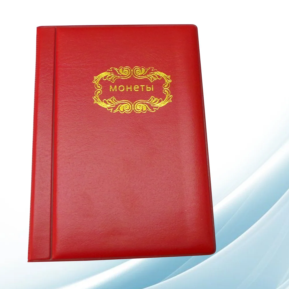 120 Pockets Coin Storage Book Artificial Transparent Pockets Secure Flaps Easy Carry Collectors Gift Red