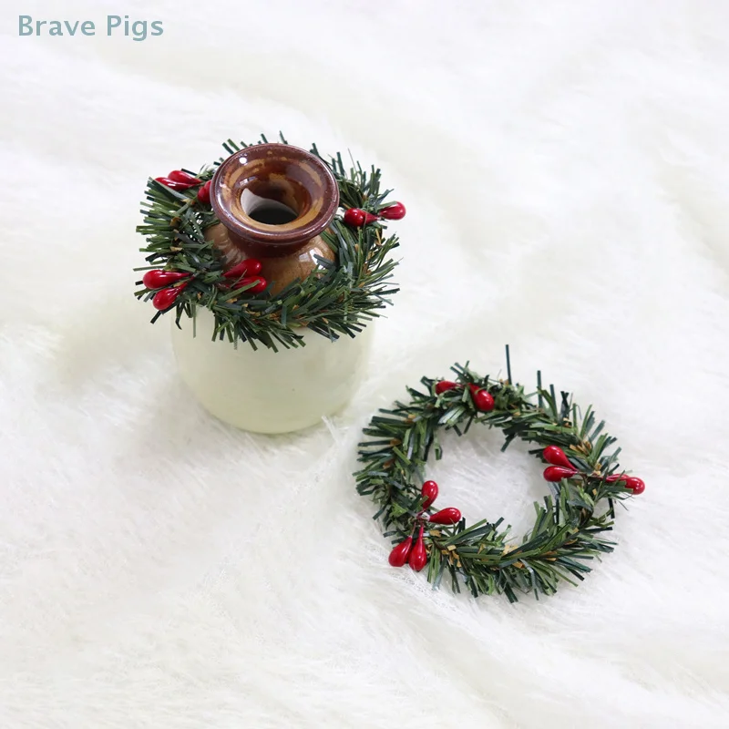 2Pcs Creative Dollhouse Mini Model Handmade Holiday Decorations Christmas Wreath
