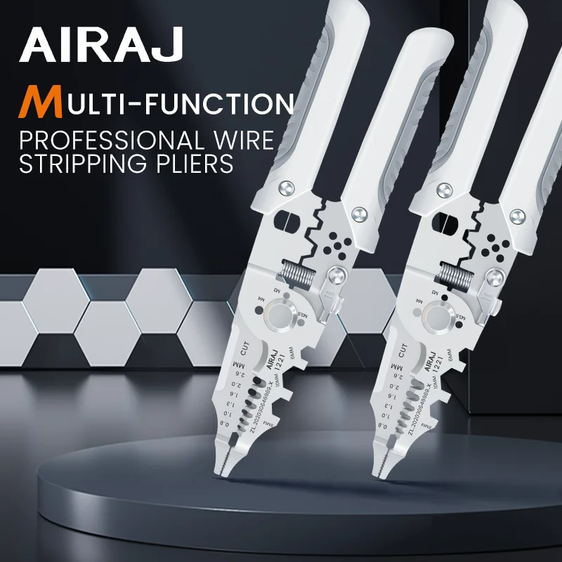 AIRAJ 8.1-in Wire Stripping Pliers Crimping Cable Cutter Multifunctional Crimping Pliers Terminal Durable and Sturdy Manual Tool