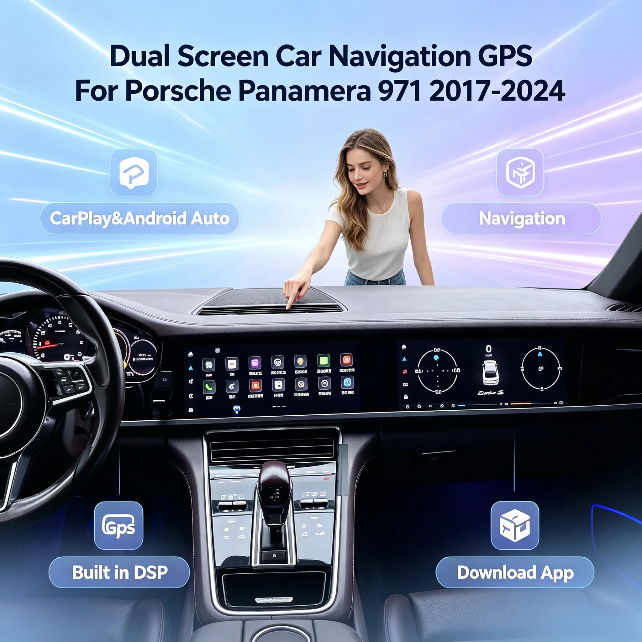 Dual Screen RHD LHD Android 14 CarPlay Auto Car Radio For Porsche Panamera 971 2017-2024 Multimedia Stereo Player GPS Head Unit
