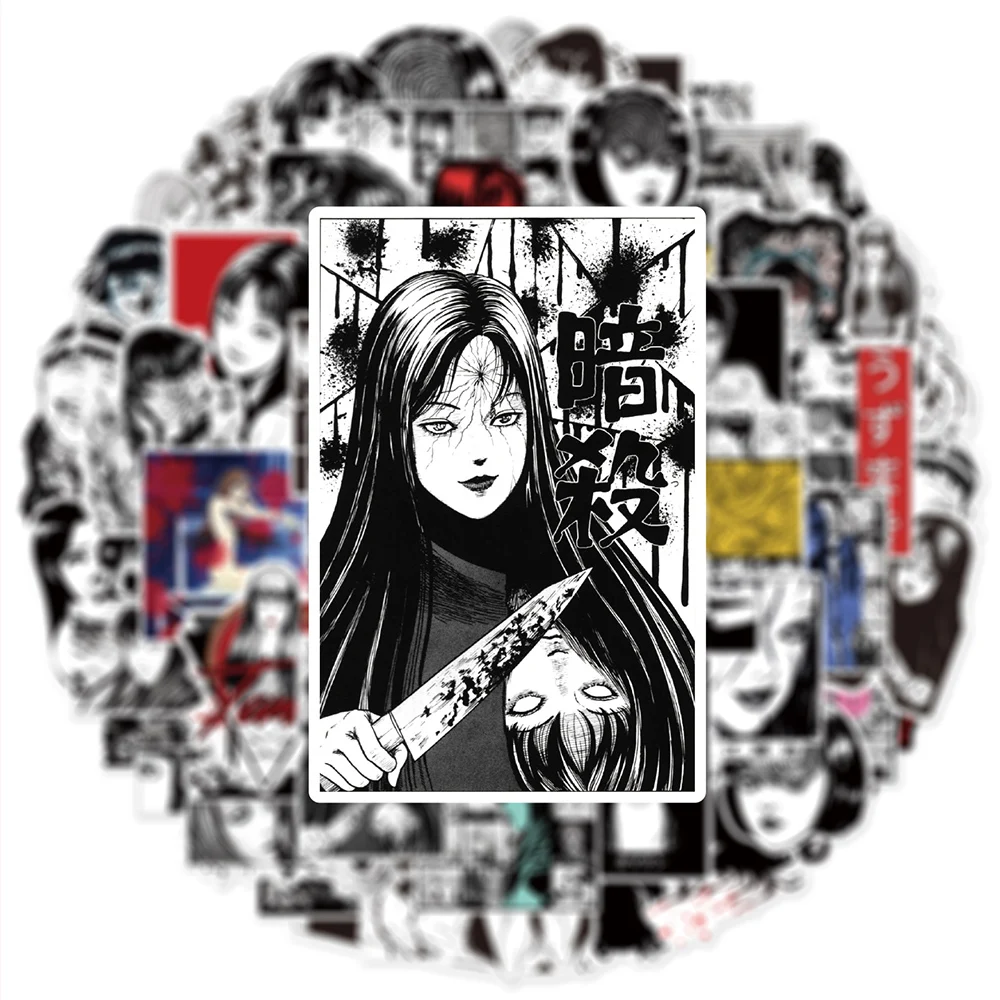 

10/30/50pcs Horror Japanese Manga Kawakami Tomie Stickers Tomie Junji Ito Anime Decals Helmet Notebook Phone Car Sticker Packing