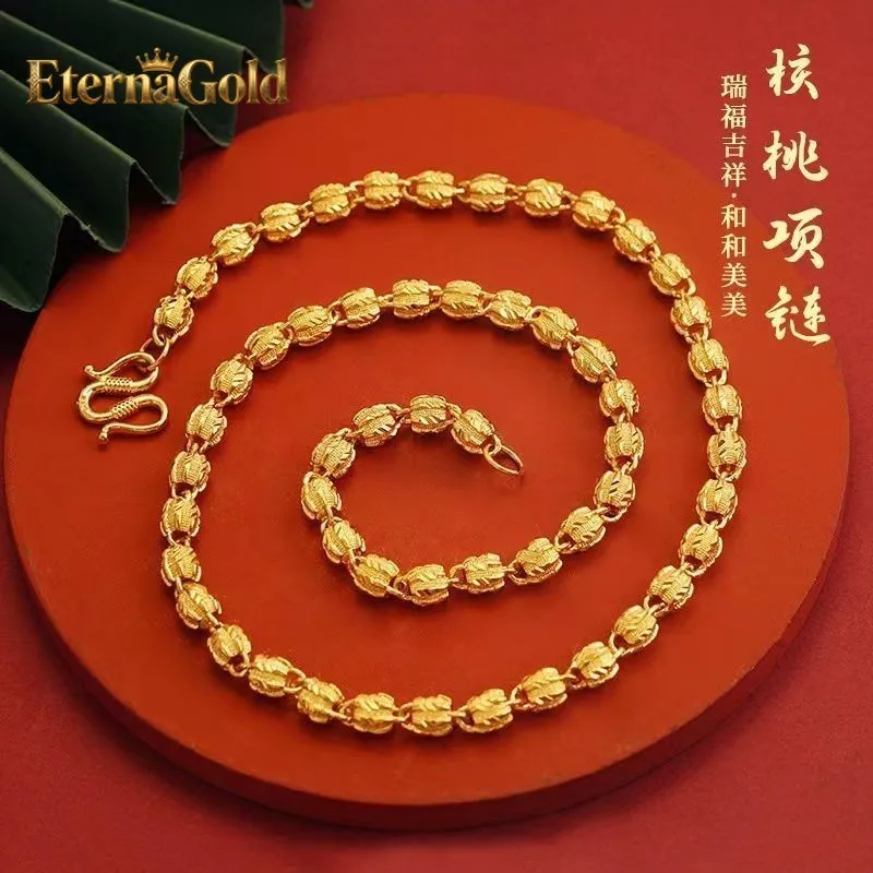 

EternaGold: Новое поступление! Мужское ожерелье из натурального золота 9999 пробы с элементами в виде тыквы, цветка и ореха, классический дизайн, 24K, высококачественное исполнение.