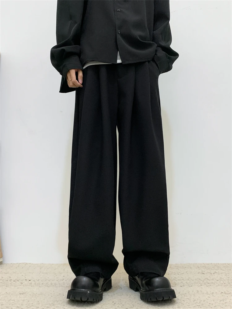 

Cleanfit Men's Casual Loose Straight Leg Pants Spring 2024 Floor-Length Drapey Wide Leg Dragging Leisure Long Trousers