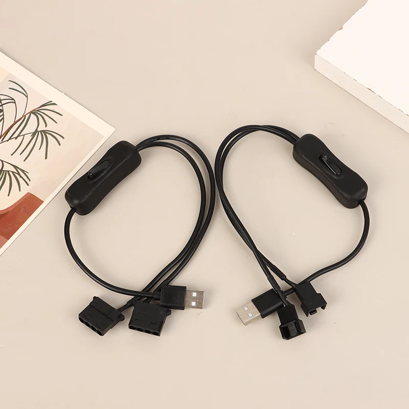 1Pc 1 سے 2 4 پن USB کیبل 12V سے 5V کمپیوٹر کیس فین پاور سپلائی فین پاور سوئچ اڈاپٹر کیبل آن آف سوئچ کے ساتھ