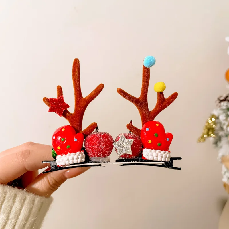 1 Pair High Quality Cute Elk Horn Christmas Hairpin Antler Hair Accessories Portable Hair Clips Winter Hairpin Kids Gifts