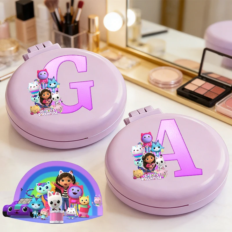 

Dollhouses Gabbyed Folding Comb Mirror Solid Kids Cute Letters A-Z Anime Makeup Travel Girl Air Cushion Hair Mirror Massage Comb