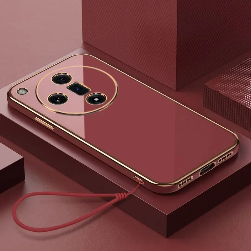 For OPPO Find X7 Case OPPO Find X7 Phone Case Straight edge electroplate Plating ShockProof Silicone Back Soft Cover image 3