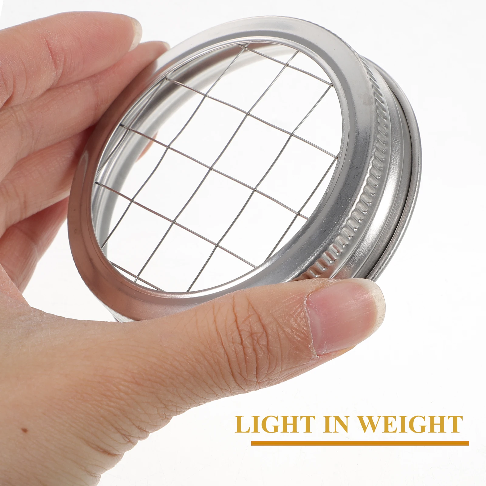 

4 Pcs Stainless Steel Flower Jar Lids Smooth Edge Mason Canning ganizer Daisy Mesh Cover Silver Portable Kitchen Bar Accessories