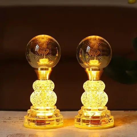 가정용 LED 크리스탈 연꽃 램프, 불교 장식 액세서리, 7 색 부처님 공급 램프, 기도, 풍수, 플러그인