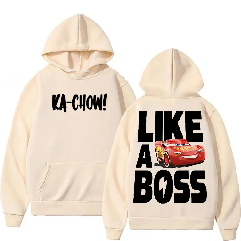 سيارات ديزني لايتنينج ماكوين "كا تشاو! ملابس Y2k بغطاء للرأس مطبوعة برسوم كارتونية ممتعة للجنسين كاجوال فضفاضة بأكمام طويلة #5