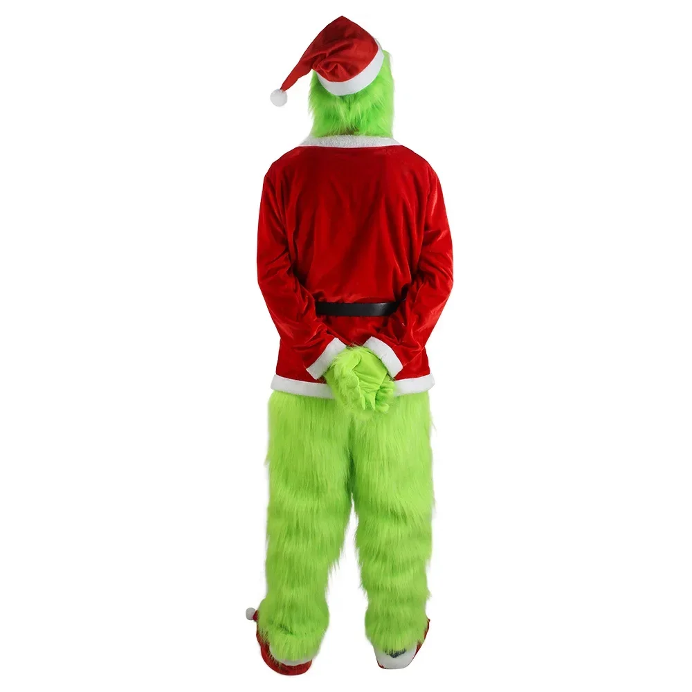 Disfraces de Cosplay 2026, Máscara de Peluche de Ladrón Verde, Pantalones, Guantes, Gorro Rojo de Papá Noel, Camiseta, Calcetines, Conjunto Navideño, Regalo de Navidad
