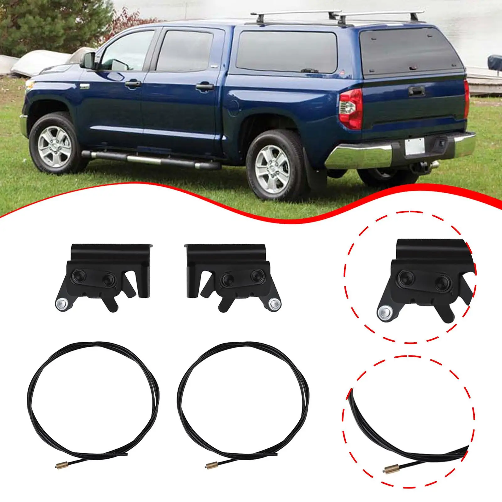 

2 Pair Truck Cap Rotary Latch and Rotary Latch Cables 36" Cables 83515 83514 92579 Parts Direct Replacement for 100XR