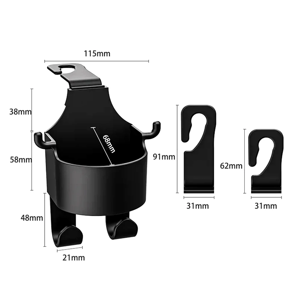Car Seat Headrest Hook Hanger Storage Organizer Universal with Cup Holder for Handbag Fit Universal Vehicle Car Accessories images - 6