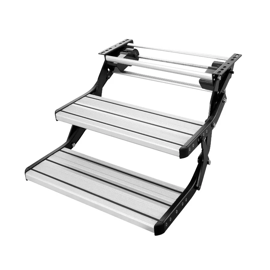 

RV Steps 2-Step Electric Retractable RV Stairs DC 12V Auto-Folding 440 LBS Load Capacity Aluminum Alloy Steps Non-Slip Steps f