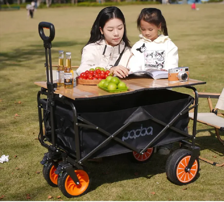 2024 NEW Electric Camping Cart Folding Trolley Portable Ultralight Shopping Pushcart Outdoor Picnic Beach Wagon Trailer Cart