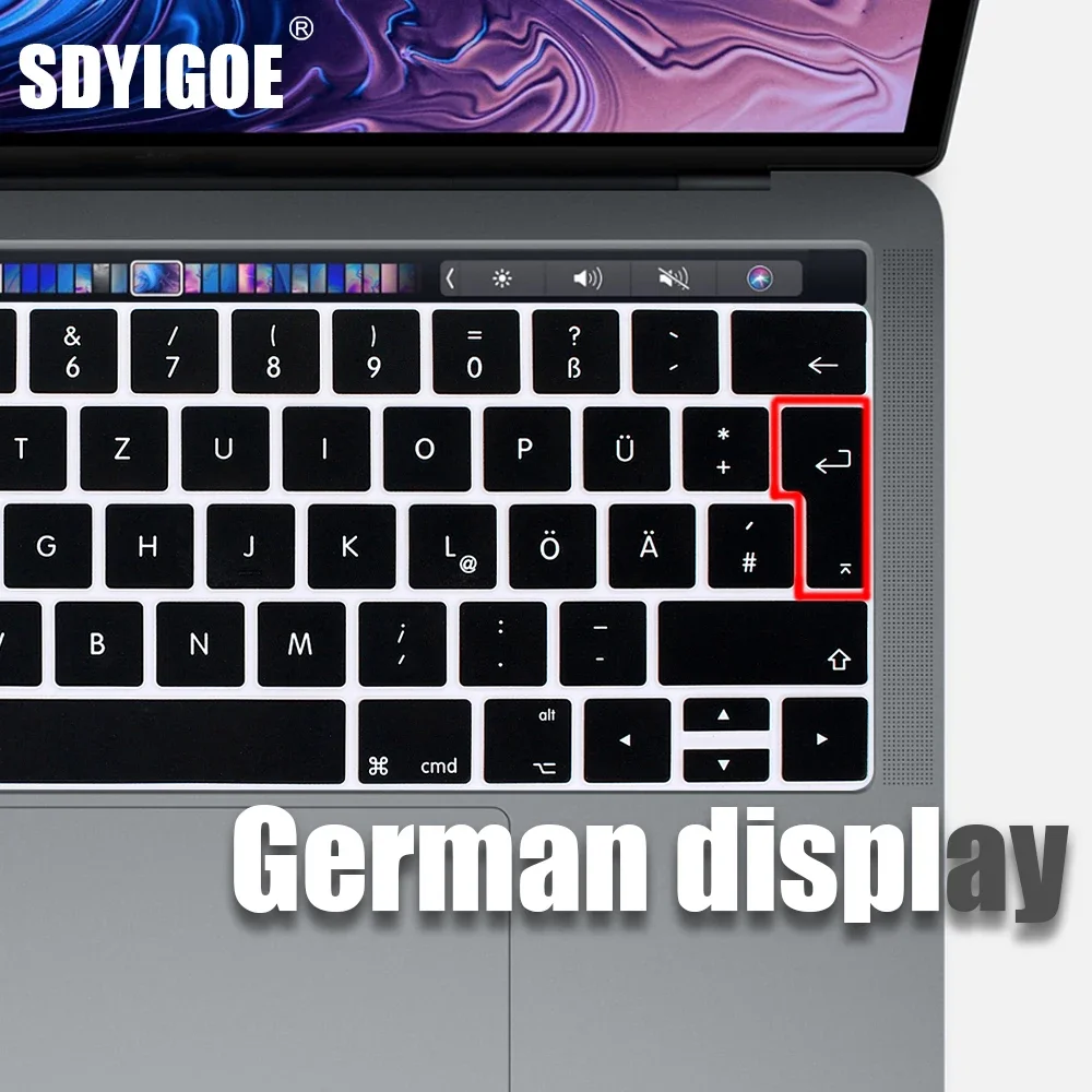 

Немецкий силиконовый чехол для ноутбука Macbook air 13 M2 M1 pro14 13 16 дюймов, чехол для клавиатуры, пыленепроницаемый силиконовый чехол для клавиатур...