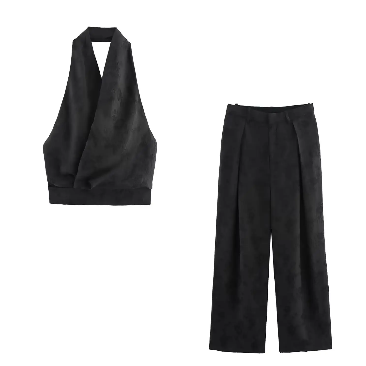 

KONDALA шикарный однотонный женский повседневный костюм с бантом на шее, тонкий жилет + карманы на молнии, длинные брюки, модный праздничный женский комплект 2025 года