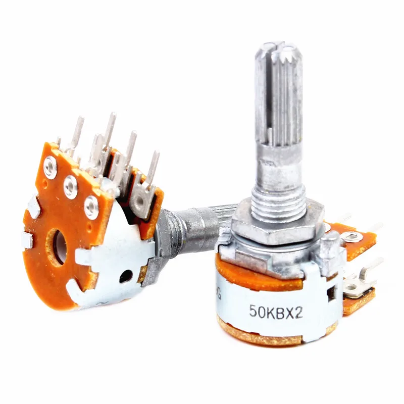5 uds RK16 10KB 20KB 50KB 100KB eje de flor 20MM 25MM potenciómetro regulador de volumen de Audio estéreo RK163 10KA 20KA 50KA 100KA X2