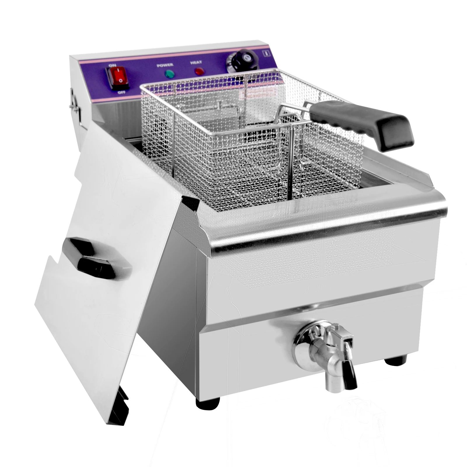 

New Type Commercial Stainless Steel Electric Deep Fryer Machine Removable Basket 3000w Chips Fryer