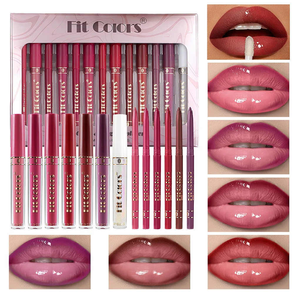 6 + 7 Lip Liner ดินสอ Matte Non-stick Cup Hook Lip ดินสอกันน้ําและไม่ง่ายๆ Decolor Lip Glaze Dropshipping