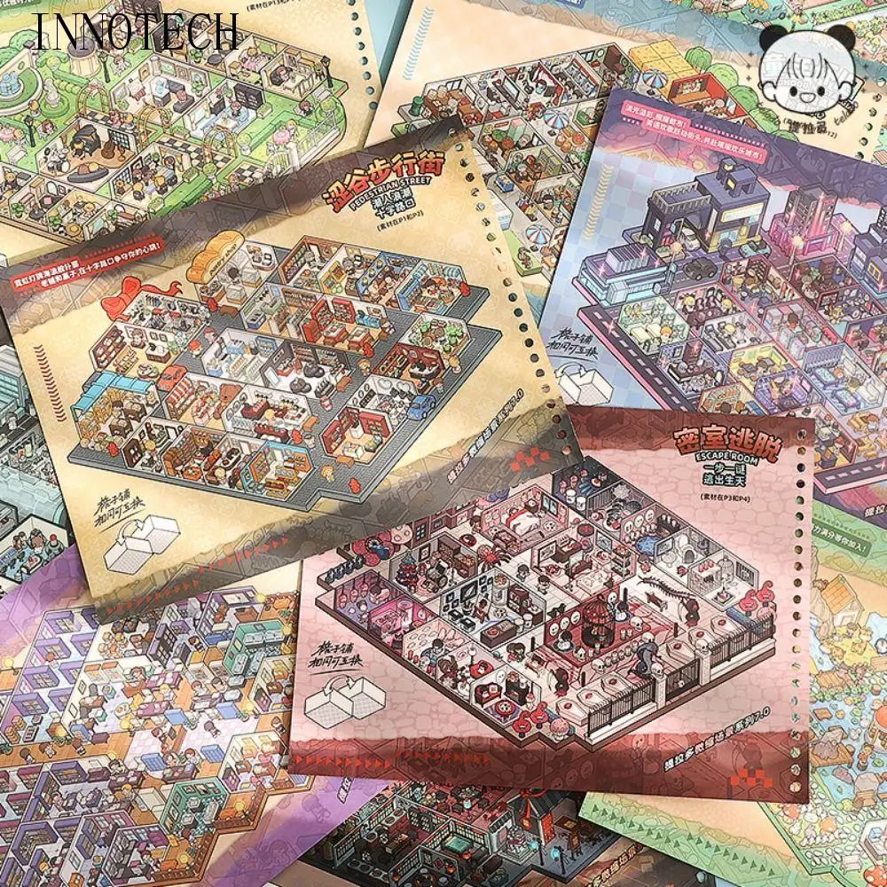 

Plus Size 3D Landscaping Stickers Paper Forest Party Panda's Daily Life DIY Landscape Sticker Waterproof Multi-functional