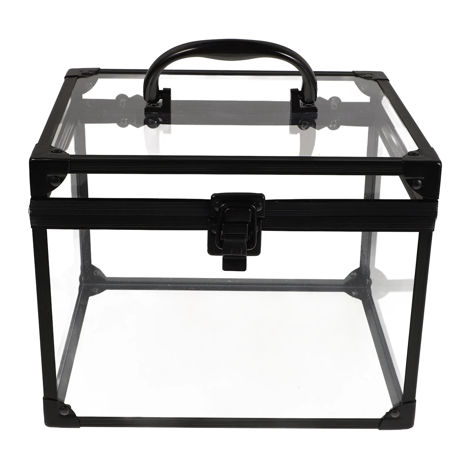 

Large Transparent Jewelry Organizer Box with Lock Travel Makeup Storage Case Clear Display Box for Rings Earrings