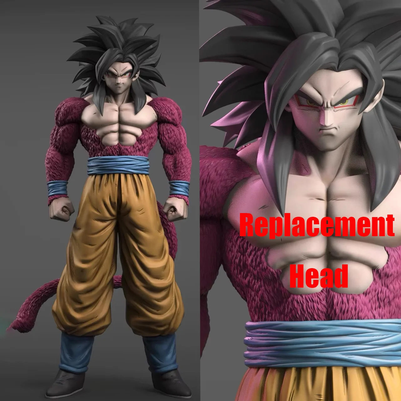 Dragon Ball Z Ssj4 figura de Goku reemplazar la cabeza Super Saiyan 4 figuras de acción de Goku modo de colección juguetes regalos