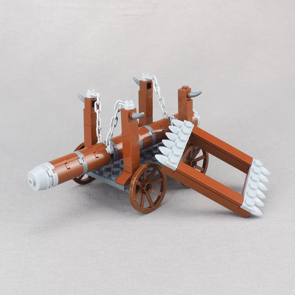MOC-solddado romano de guerras antiguas, carrito de madera con puerta rota, Kit de bloques de construcción de vehículos, Castillo, ataque, coche, juguetes Idea de ladrillo, regalo, 1 Uds.