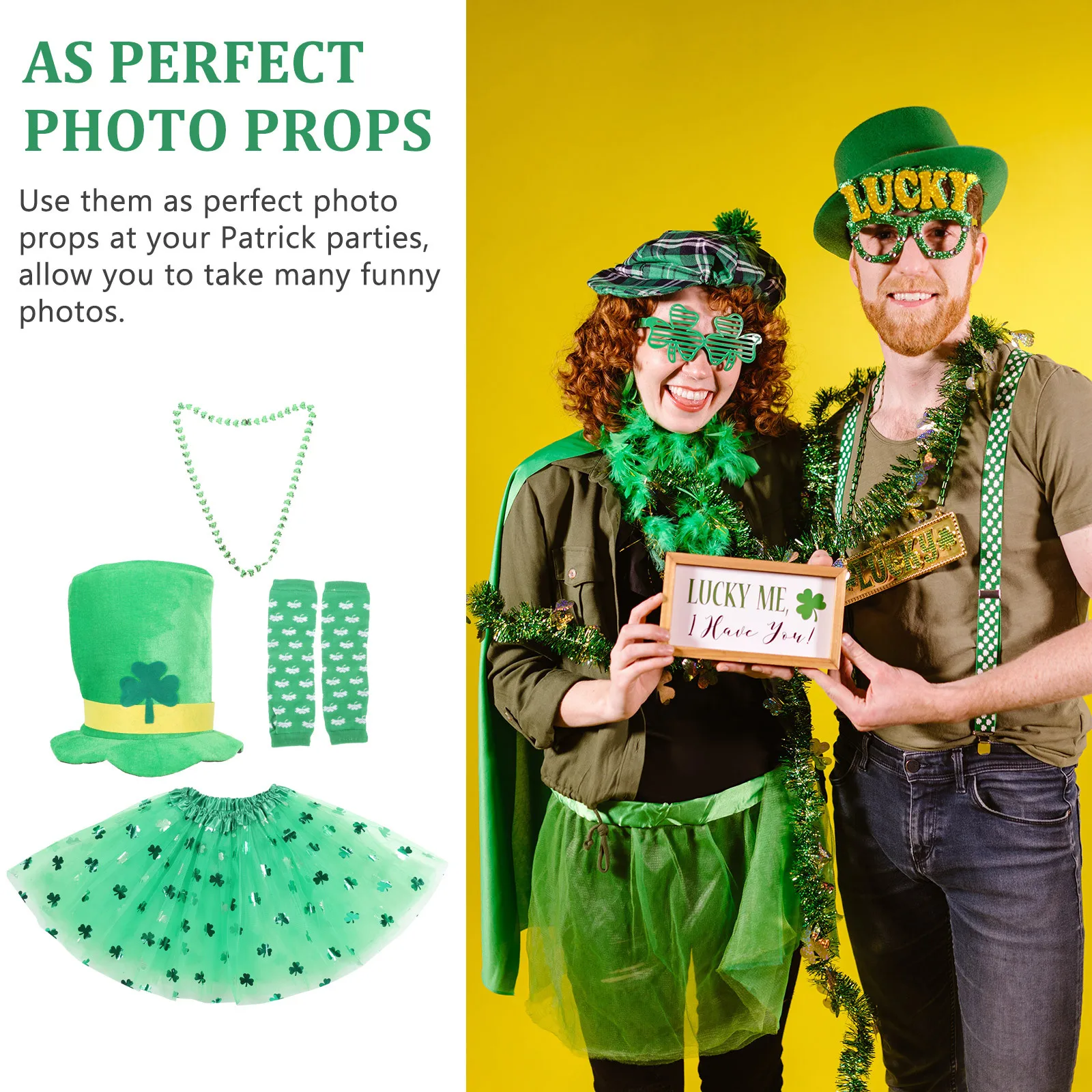 

1Set St Patrick's Day Costume Accessories Festive Shamrock Props Party Supplies Photo Props Fun St. Patrick's Day Accessories