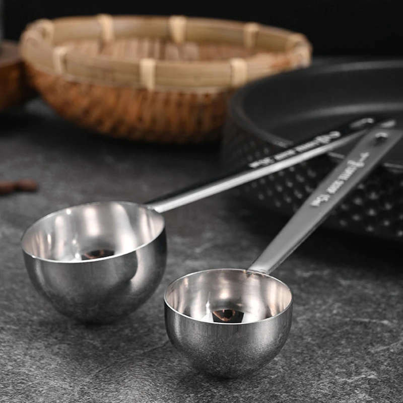 1/2PCS Stainless Steel Coffee Bean Scoop 15/30ML Measuring Scoop Weighing Powdered Milk Coffee Powder Spoon Kitchen Accessories
