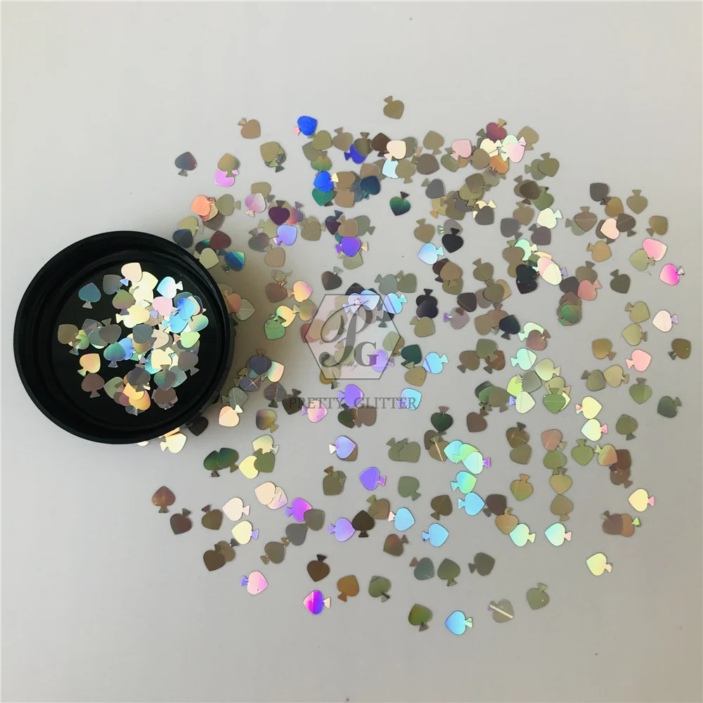 PrettyG 5MM Poker Spade Glitter Sequin Holographic Glitter Play Card For Resin DIY Art Craft Nail Makeup Decoration Accessories