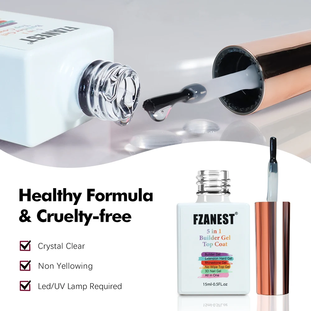 FZANEST Builder Top Strass Gel Nagelverlängerung Harz Flüssiggel Nicht klebriges Nagelreparaturset Acrilicos Gel für beschädigte Nägel