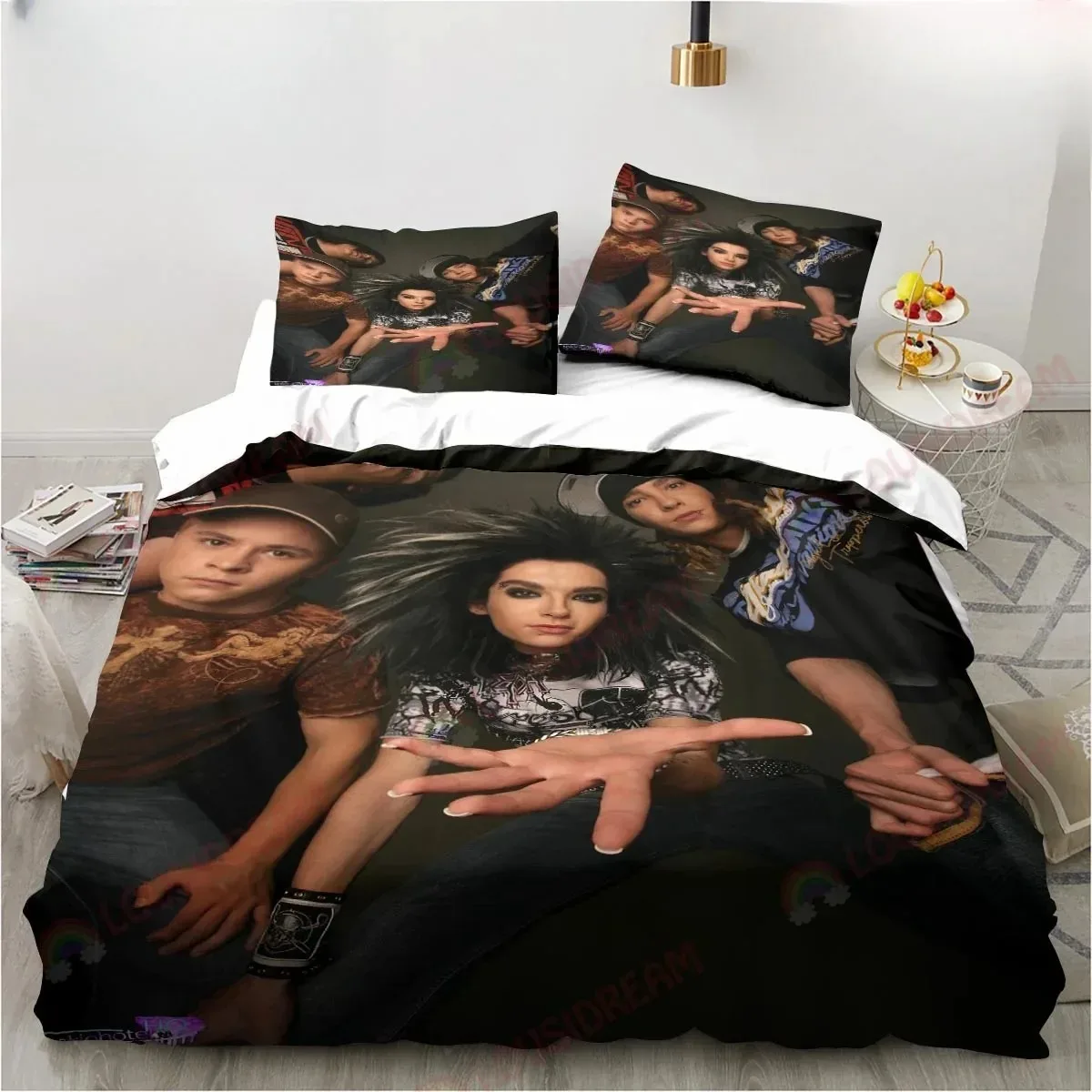Tokio Hotel Bedding Set Music Band Excavator Sheet Set King Twin Double Boys Bedding Set ‌Microfiber Polyester Duvet Cover Sets