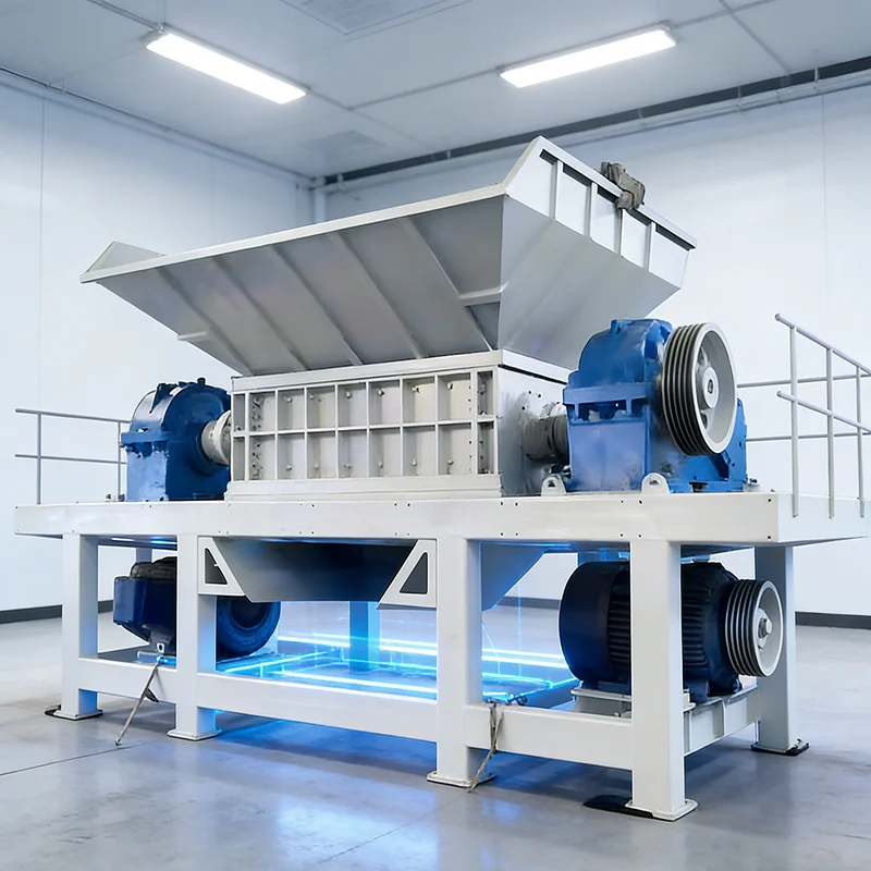 Customized Cost Effective Waste Tire Shredder Machine, Heavy Duty Double Shaft Rubber Crusher, Tyre Shredding Equipment