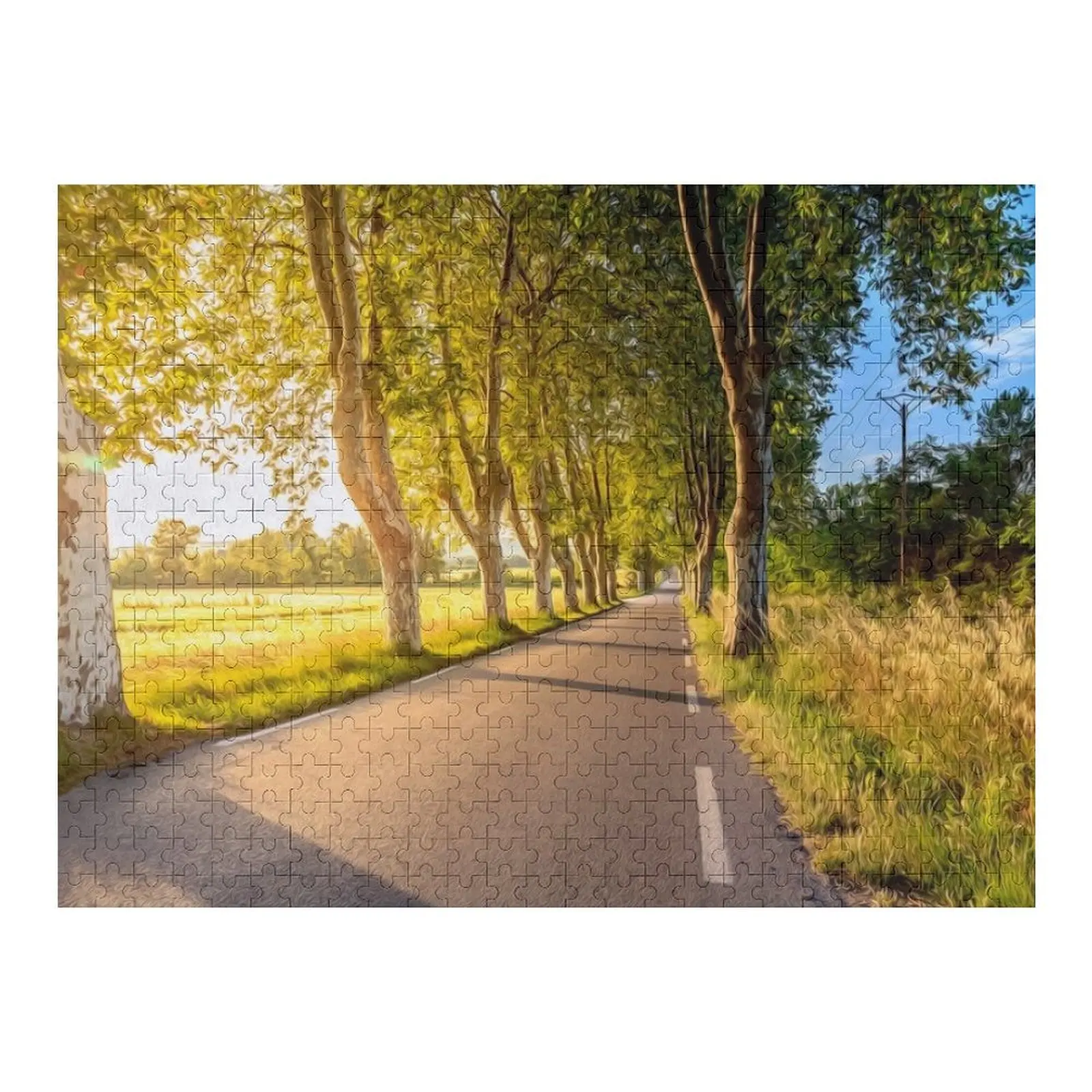 

Природные дороги, зеленые деревья, трава, обычаи, пазл для взрослых, деревянный с фотопазлом