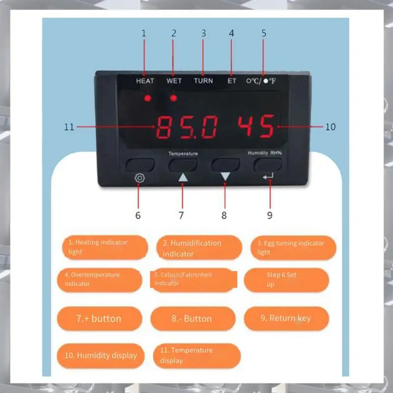 

Electronic Digital Display Microcomputer Controller Automatic Thermostat Temperature Humidity Meter Incubator Replacement Parts