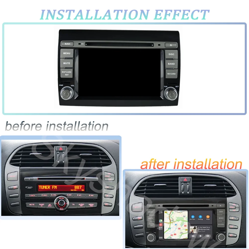 Carplay Auto Android 13.0 4G LTE IPS Car DVD Player GPS WIFI Bluetooth Radio  For Fiat Bravo Ritmo 198 2007 2008 2009 2010-2016