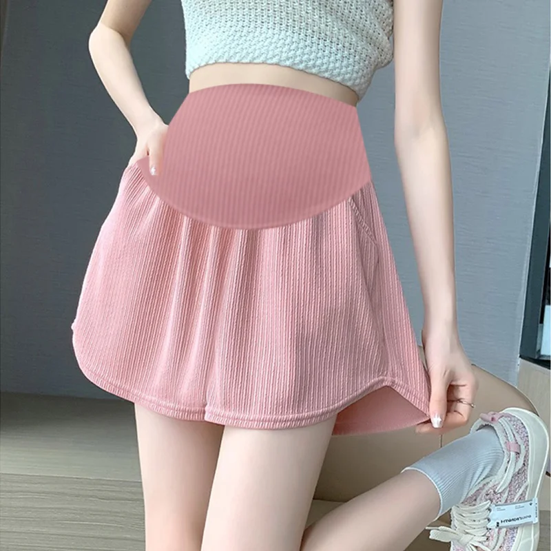 Summer Belly Shorts Solid Color High Waist Loose Casual Pregnant Woman Sports Side Pockets Maternity Clothings