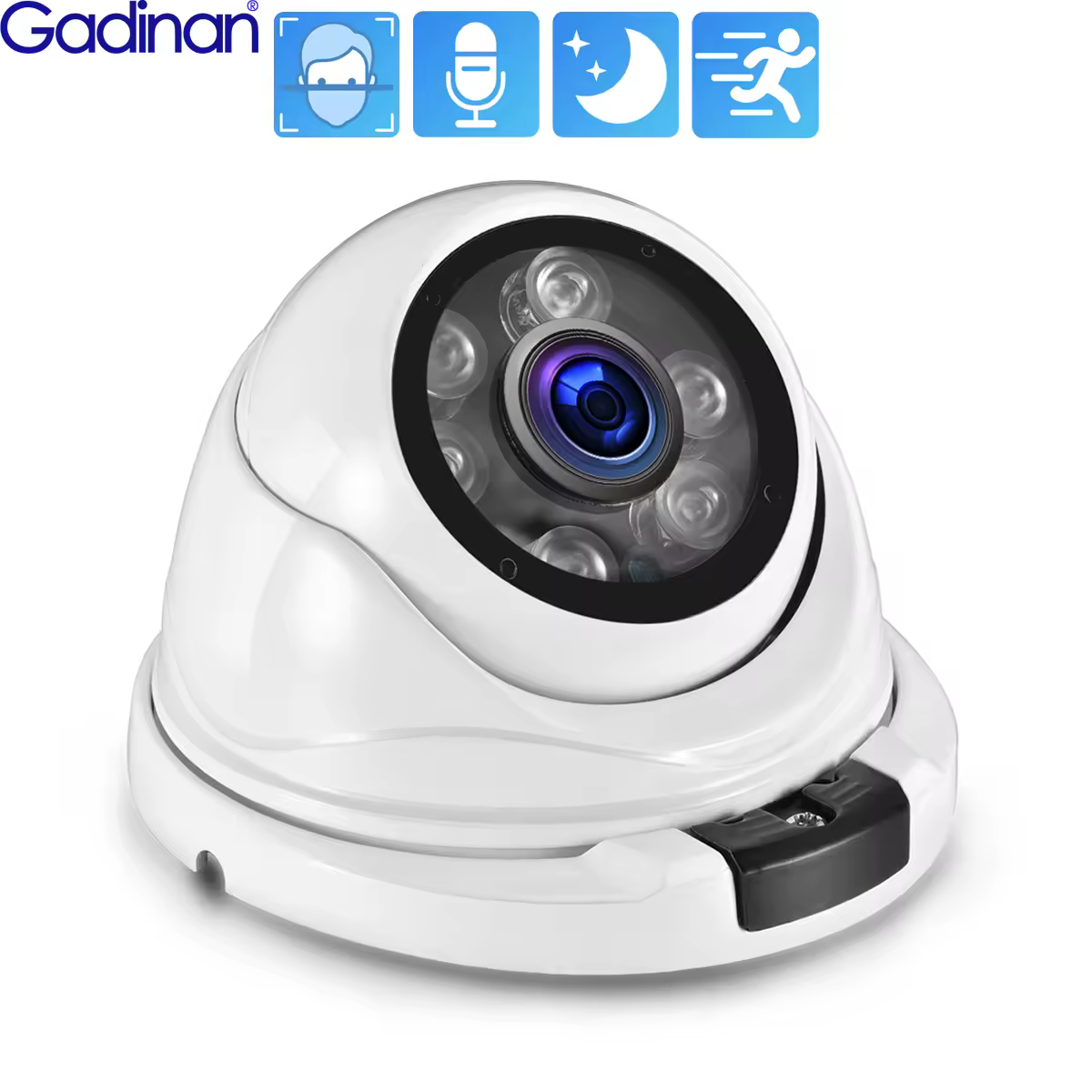 מצלמת IP לזיהוי פנים של Gadinan 6MP IMX335 CMOS חיצונית H.265 Onvlf CCTV מתכת לבנה כיפה POE AI מצלמת אבטחה אנושית XMEYE