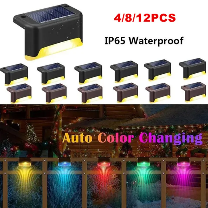 Outdoor impermeável LED Solar Deck Lights, Solar Step Lights, Lâmpada para Pathway, Quintal, Pátio, Escadas, Cercas, 4, 8, 12 Pack