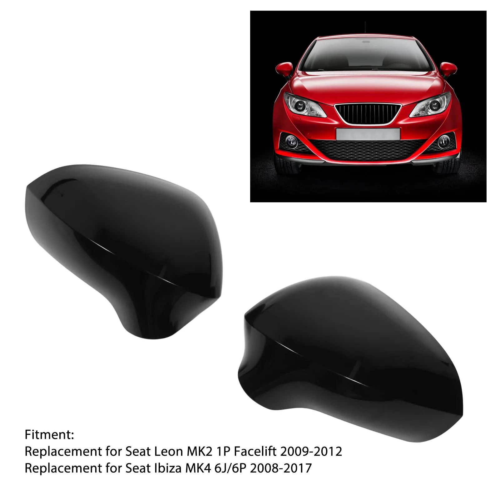 2Pcs Rearview Mirror Cap 1P0857537 Left And Right Dustproof Exterior Side Wing Mirror Cap For SEAT Leon Mk2 1P 2009-2012