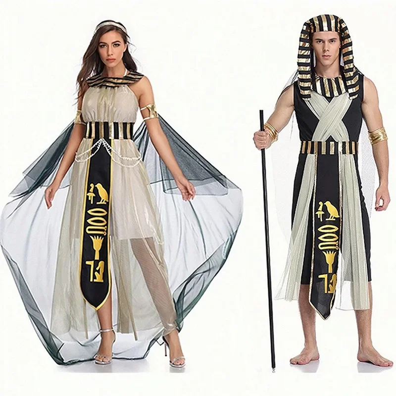 Halloween altes Ägypten ägyptisches Pharao Kostüm für Männer König Cleopatra Königin Cosplay Karneval Party mittelalter liches Paar Party kleid