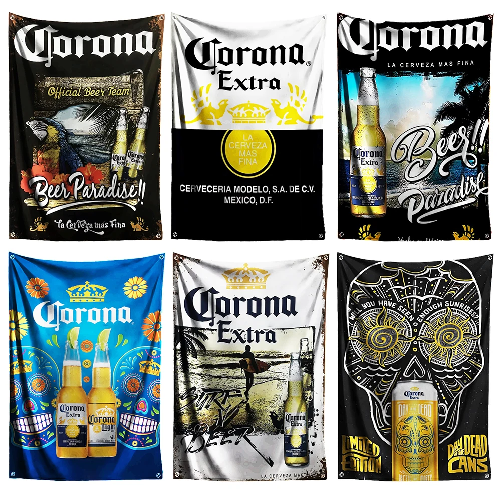 Corona-cartel de bandera Extra Retro, decoración artística de pared, anuncio Vintage, botella Extra Cueva, garaje, Pub, Club, Bar, marca de cerveza, 3x5 pies
